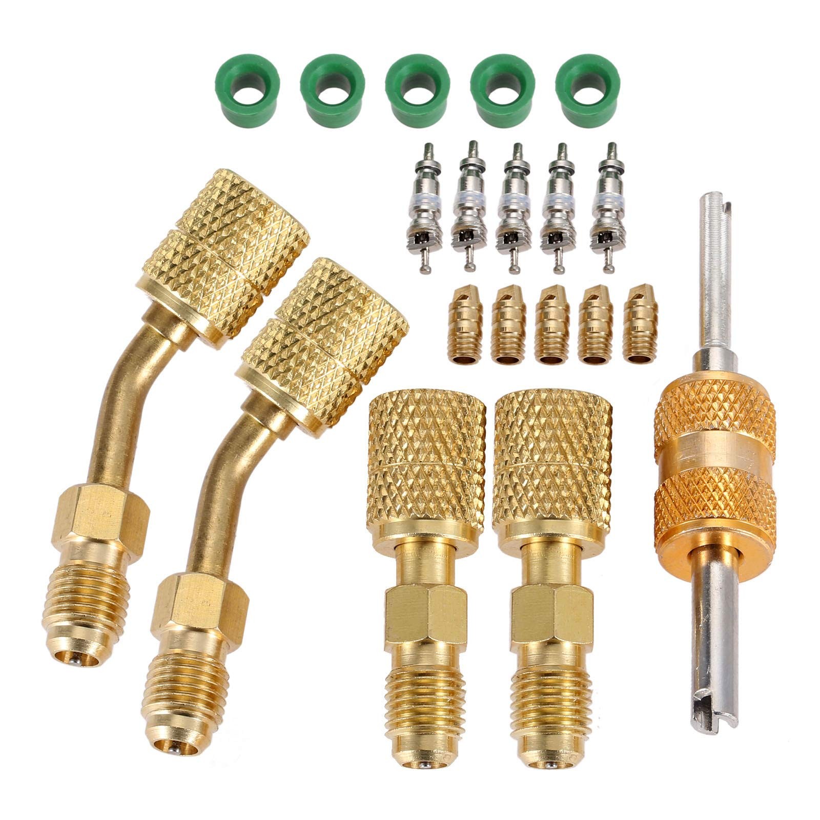 20-Piece R410A Mini Split Service Adapter Kit 5/16" Female x 1/4" Male SAE Brass