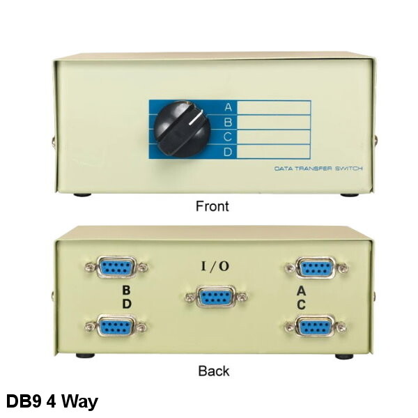 Kentek 4-Way DB9 Female Data Transfer Switch Box RS-232 Serial Printer Device PC