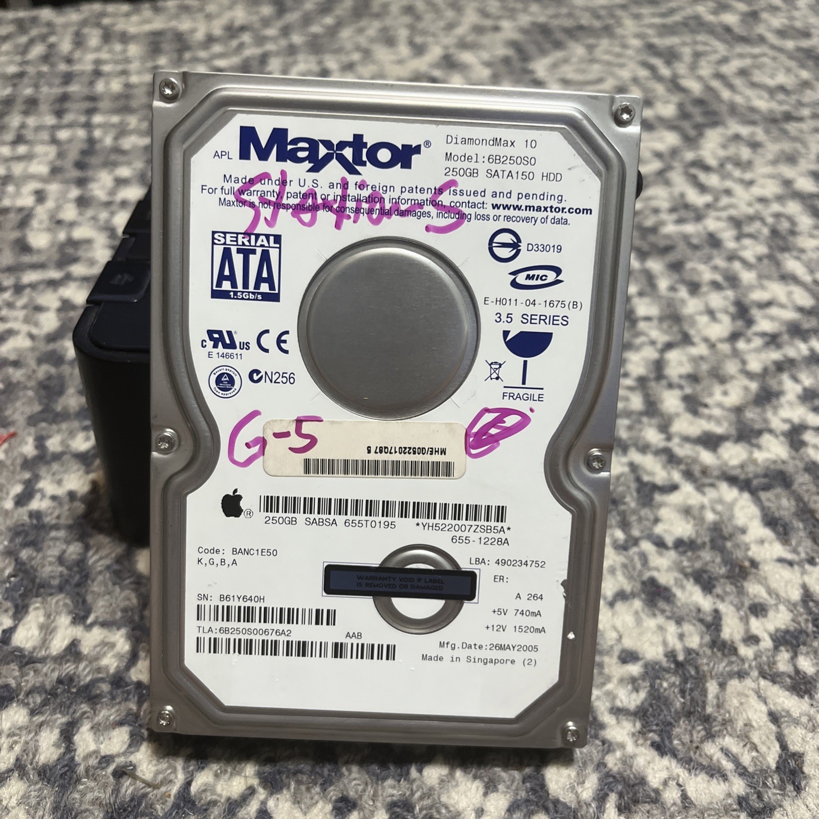 MAXTOR 6B250S0 DIAMONDMAX 10 250GB 7.2K RPM Cache 16MB 1.5 Gb/s SATA-150 3.5"