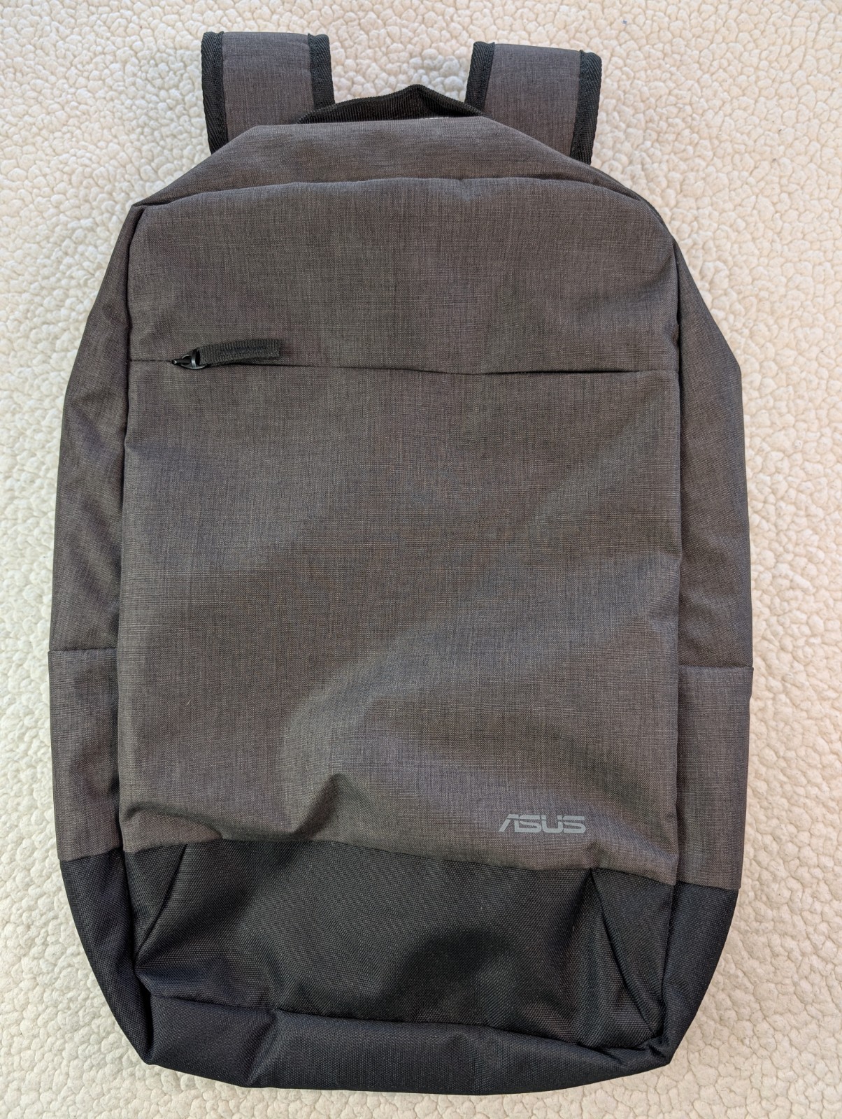 ASUS 16 Inch Laptop Backpack Gray Black Front Zip Pocket Padded Straps