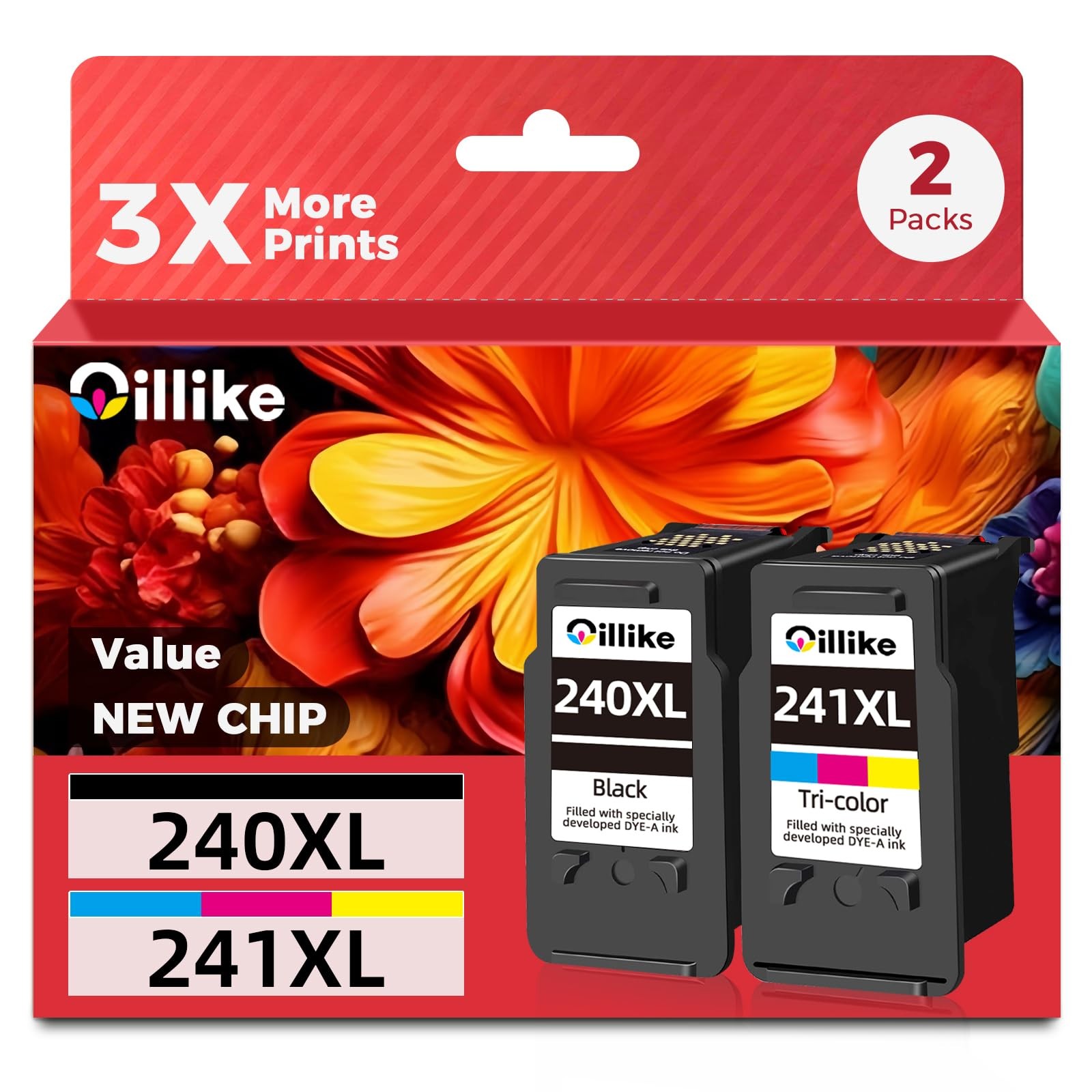 Oillike 240xl 241xl Ink Cartridges Replacement Compatible for Canon PG240 CL2...