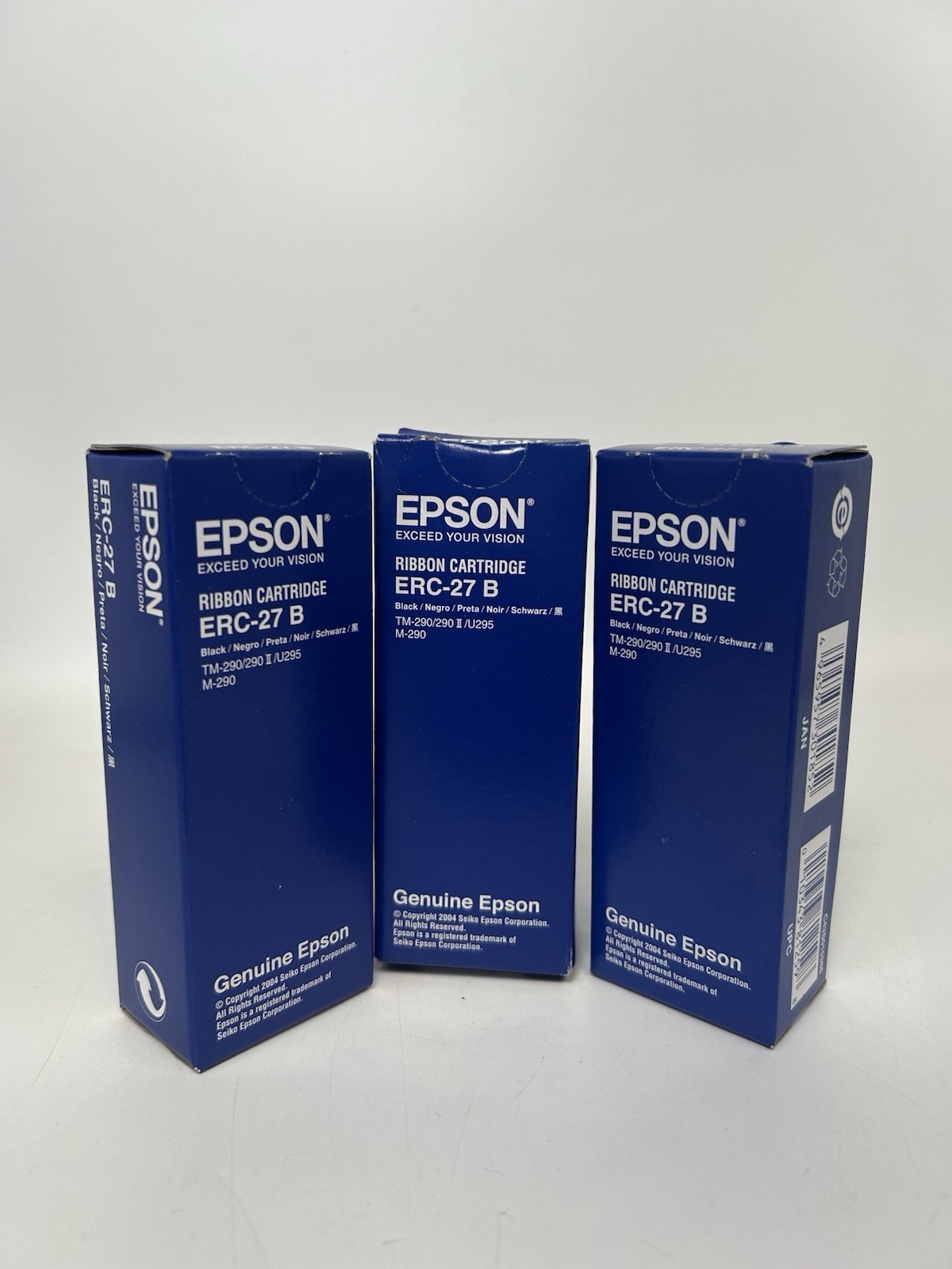 3 Pack Epson ERC-27b Black Ribbon Cartridge for TM290 TM295 GENUINE *NEW*