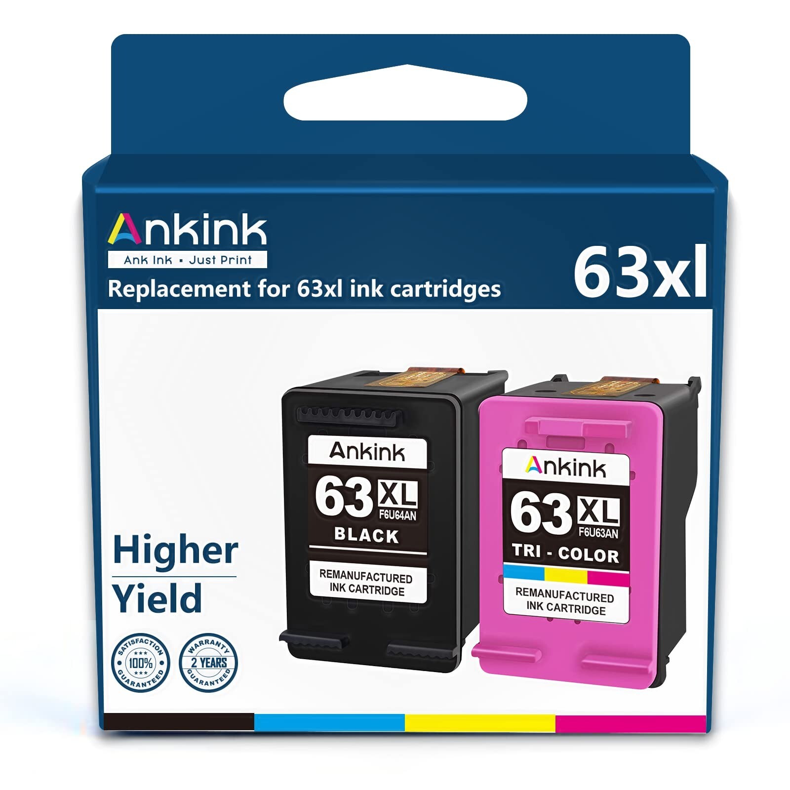 Ankink 4x Capacity 63XL Ink Cartridges Black and Color Combo Pack Replacement...