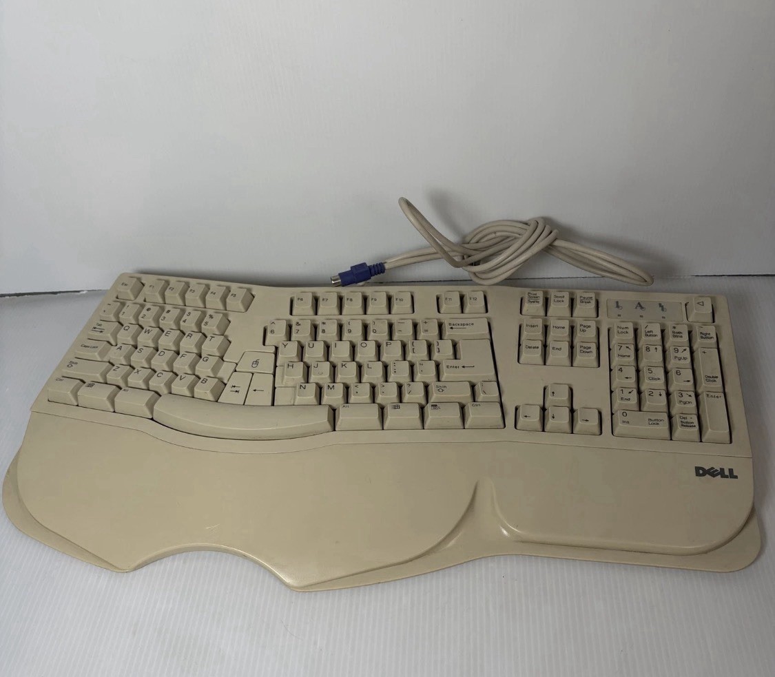 Dell SK-6000 E Vintage Ergonomic PS/2 Computer Keyboard 6 Pin Connector CL
