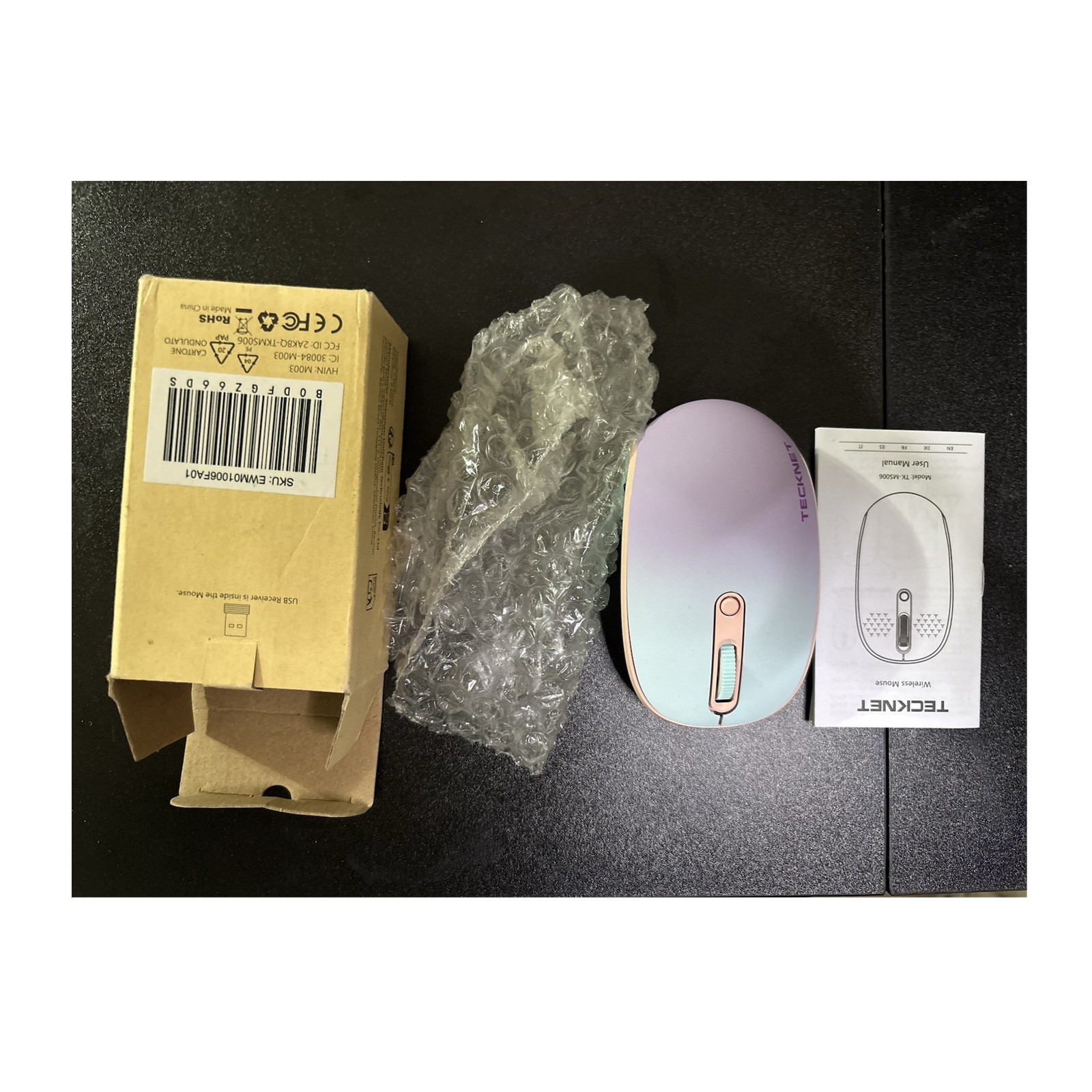TeckNet TK-MS006 Wireless Optical Mouse USB Receiver 2400 DPI Mint Green Pink