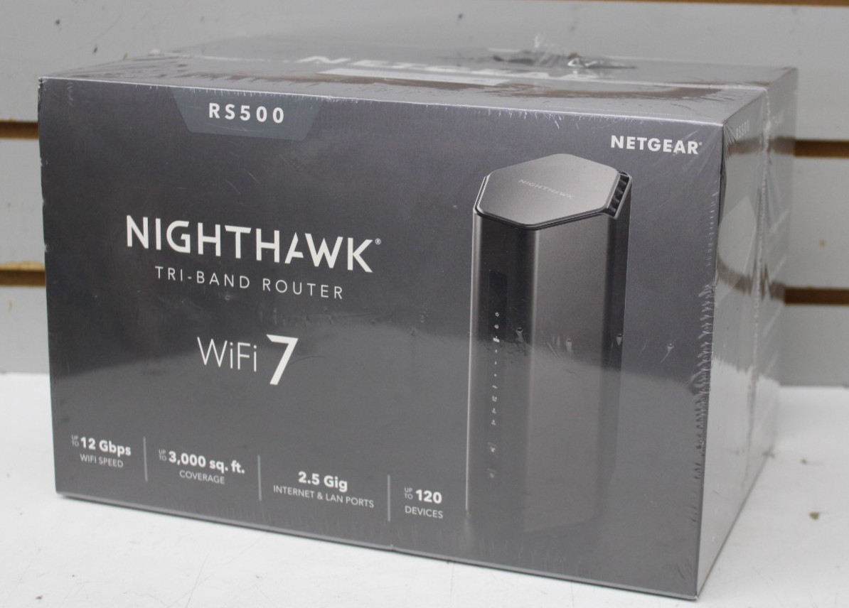 NETGEAR Nighthawk Tri-Band WiFi 7 Router RS500 12Gbps 3k sqft 120 Devices 2.5Gb