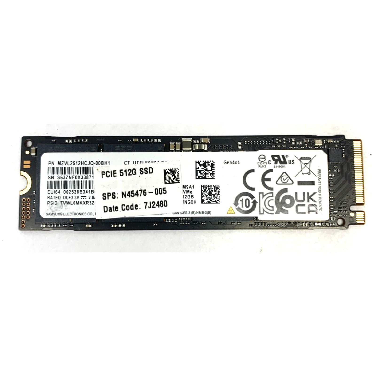 512GB SSD Laptop NVMe Solid State Drive PCIe-4x4 2280 NVMe M.2 HP N45476-005
