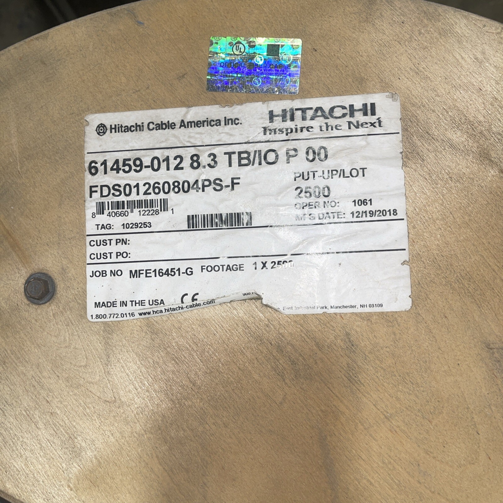 Hitachi 61459-12 Strand Fiber Optic Cable, Per Ft