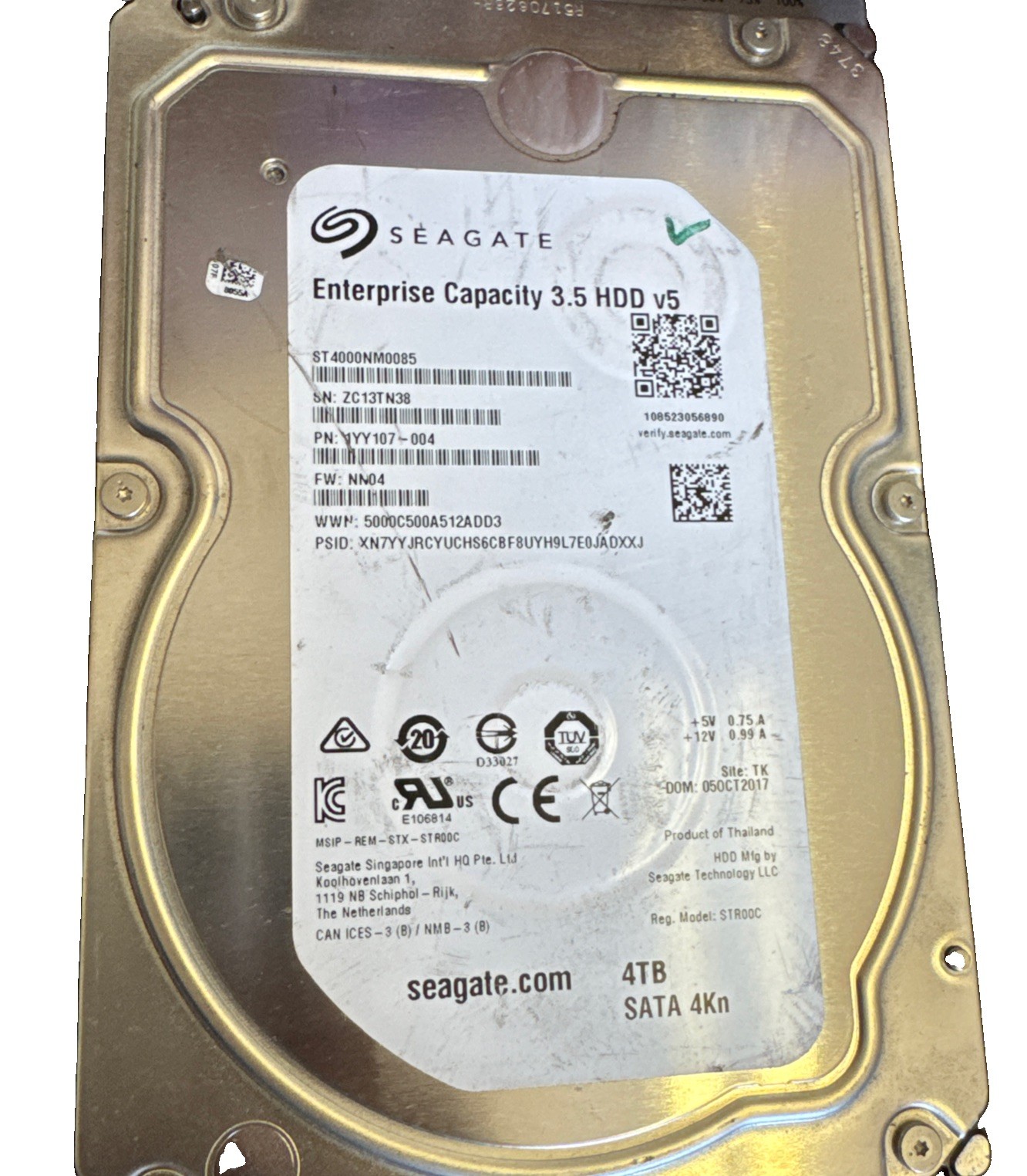 Seagate Enterprise4TB SATA 6G 7.2K RPM LFF 3.5" HDD Exos 7E8 Series ST4000NM0085