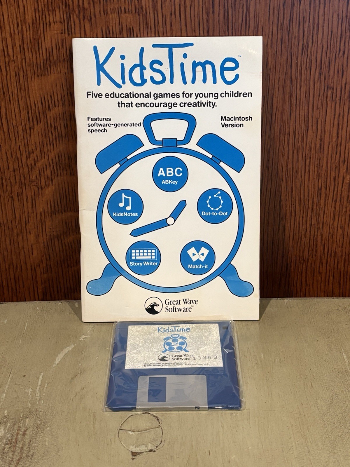 1986 KidsTime Mac Software With Original Booklet Great Wave Vintage Apple Mac