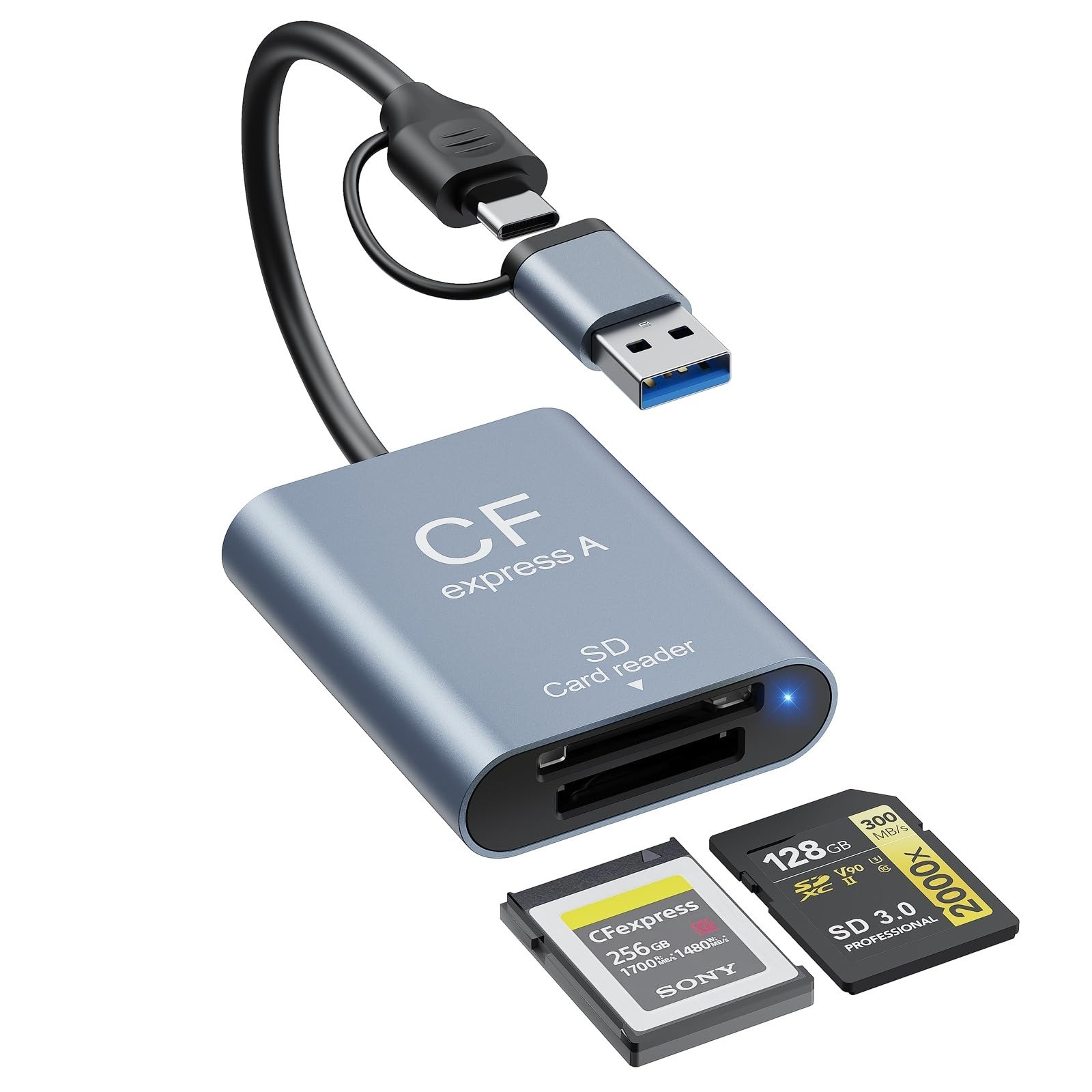 2-in-1 CFexpress Type A&SD Card Reader,USB3.2 Gen 2 10Gbps CFexpress Type A Memo