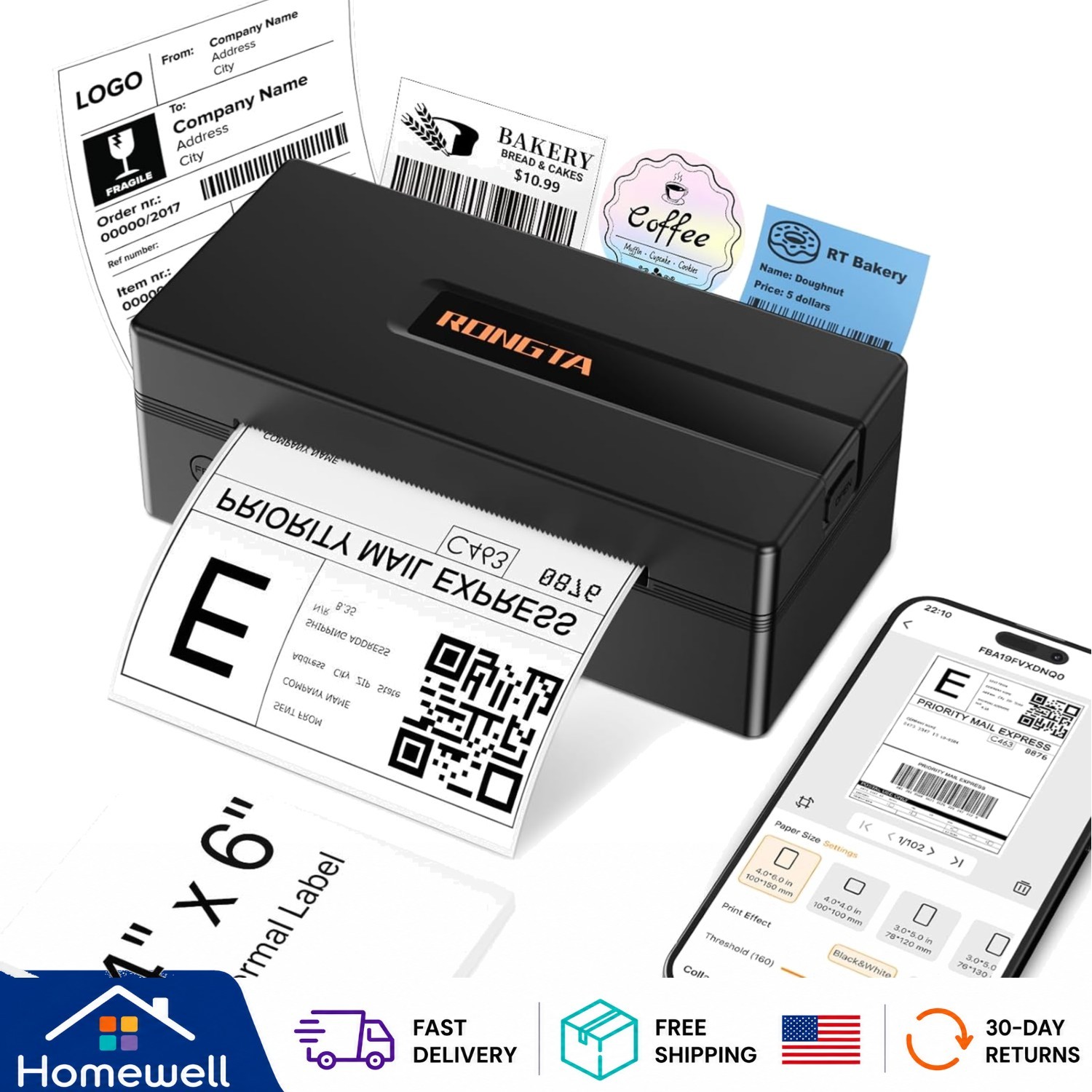 Versatile Bluetooth Thermal Label Printer - Perfect for Shipping & Organization