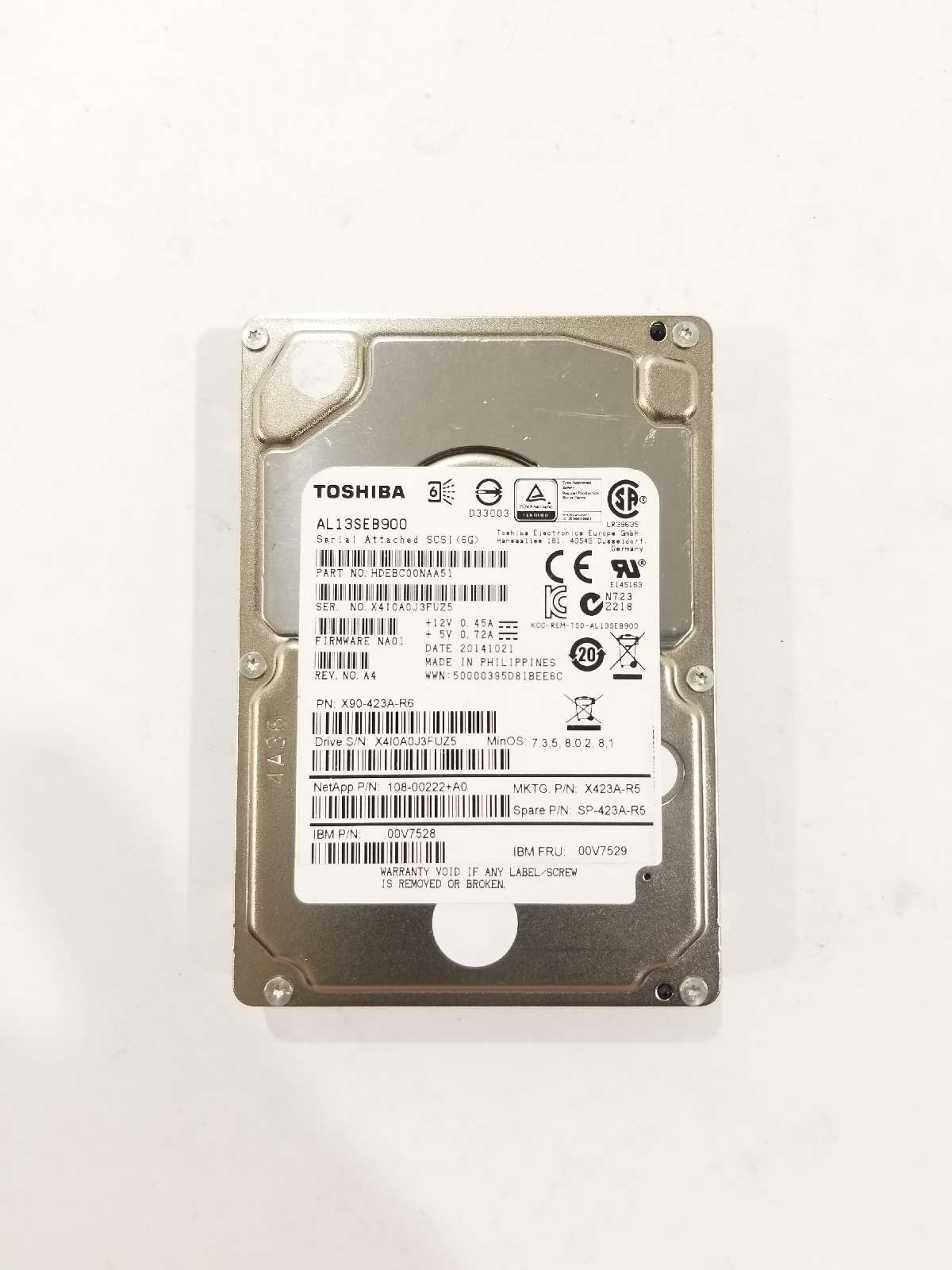 IBM AL13SEB900 900GB 2.5" 6Gb/s 10K RPM SAS Hard Drive FRU P/N: 00V7528 Tested