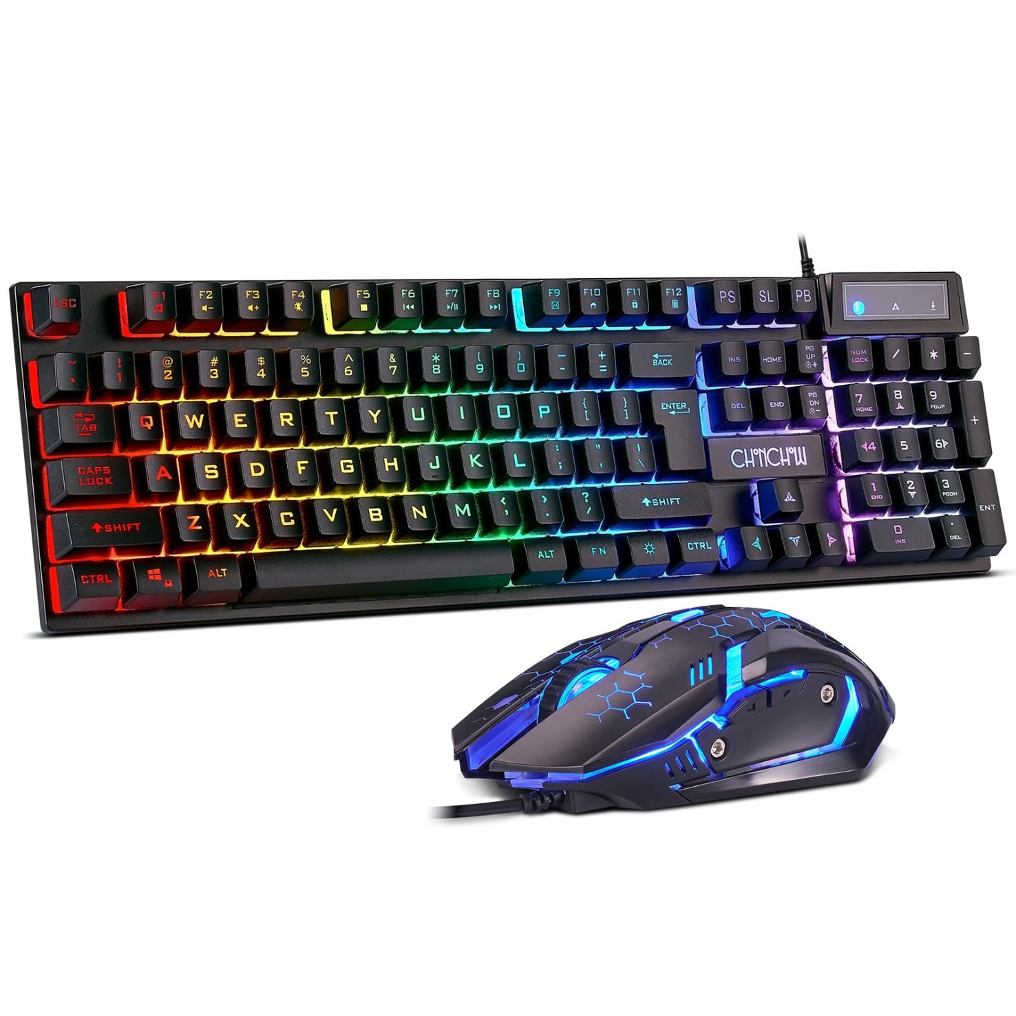 CHONCHOW Gaming Keyboard and Mouse Combo, USB Wired RGB Backlit, Mechanical Feel