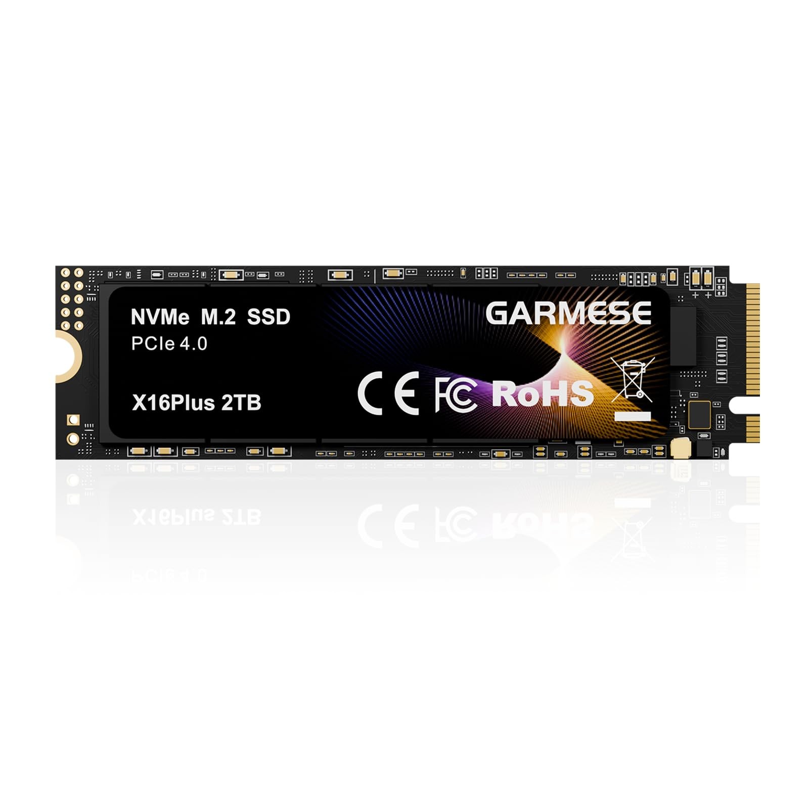 GARMESE 2TB NVMe SSD PCIe 4.0 M.2 2280 Internal Solid 2TB, Black Blaze Orange