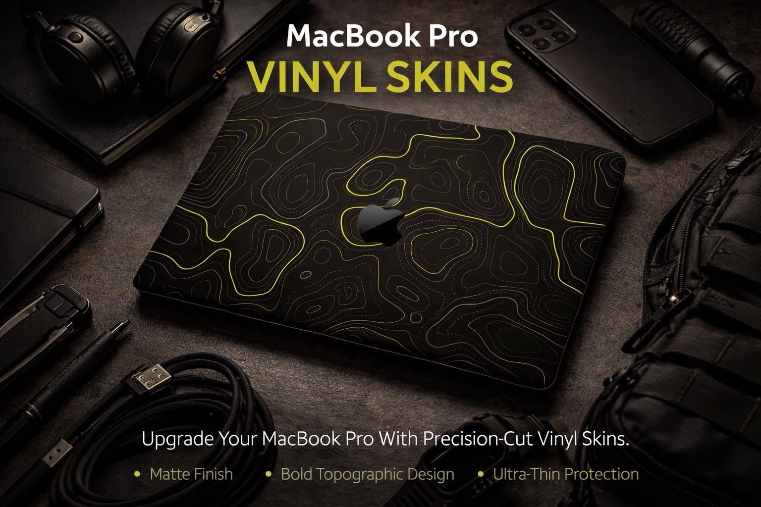 Topographic Vinyl Skins Compatible with MacBook Pro