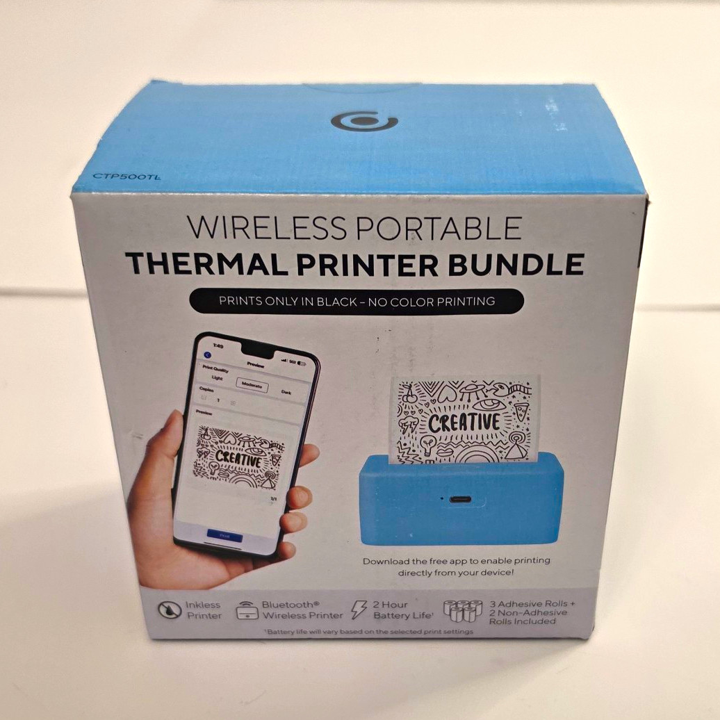 Core Innovations CTP500TL Portable Thermal Printer Bluetooth Wireless 2x3