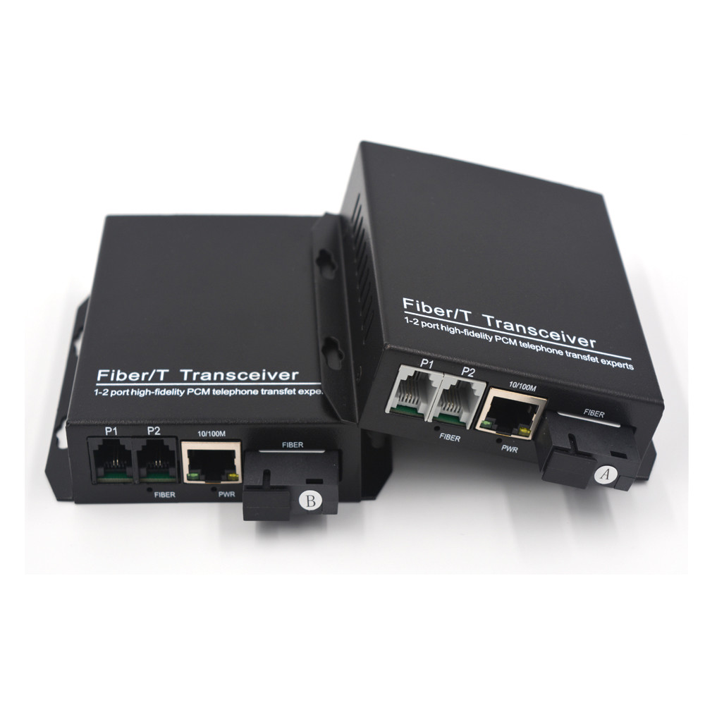 2 Channels Telephone PCM Voice Optical Converters Singlemode Fiber Optic 20Km