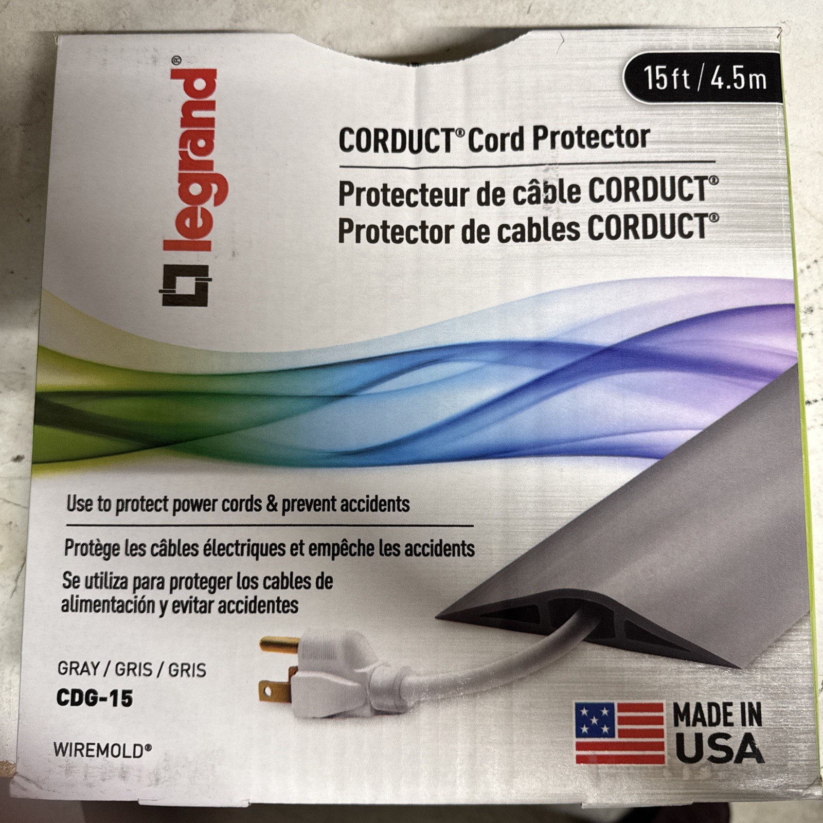 Legrand CORDUCT CDG-5 Cord Protector 5ft Gray – Floor Cable Cover USA Made