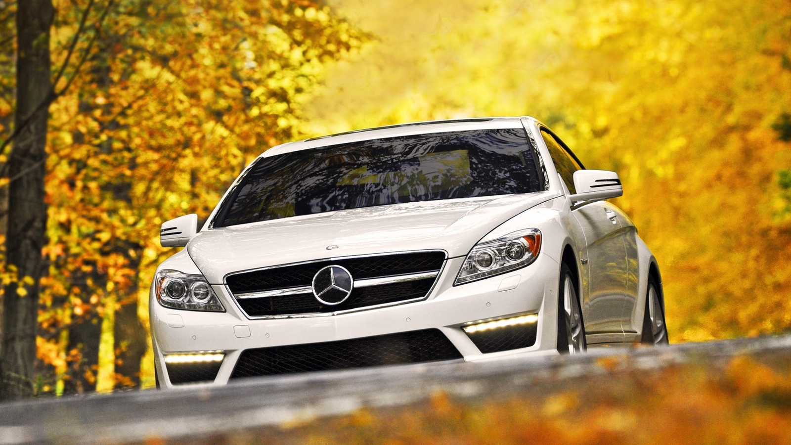 Cars white mercedes Desk Mat Stitched