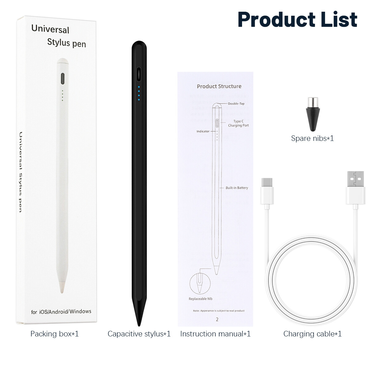 Stylus Pen Active Capacitive Touch Pencil For 2018-UP iPhone iPad Samsung Tablet