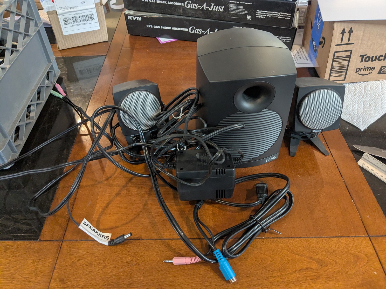 Boston Acoustics BA745 Computer 3 Piece Speakers w/ Sub & OEM Pwr Black EXC