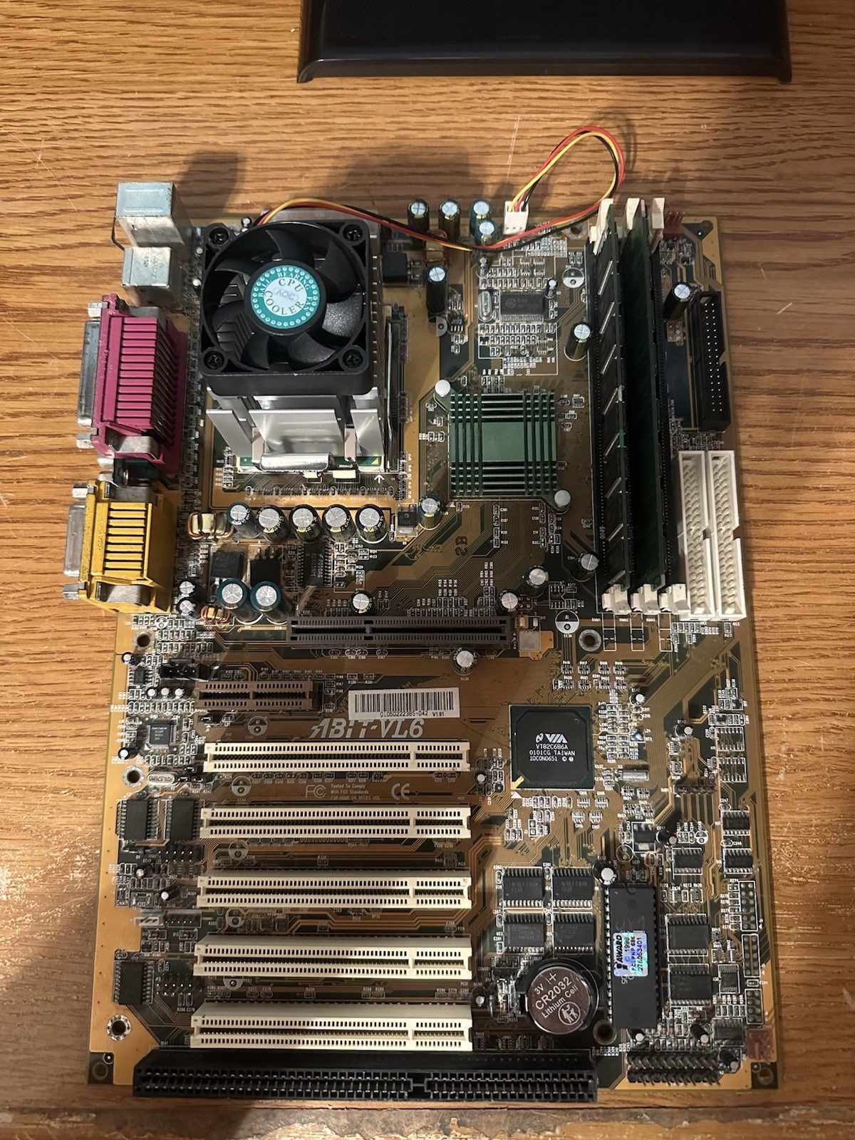 Vintage Tested Working ABIT-VL6 Motherboard With Pentium 3 1ghz Cpu/384mb Ram