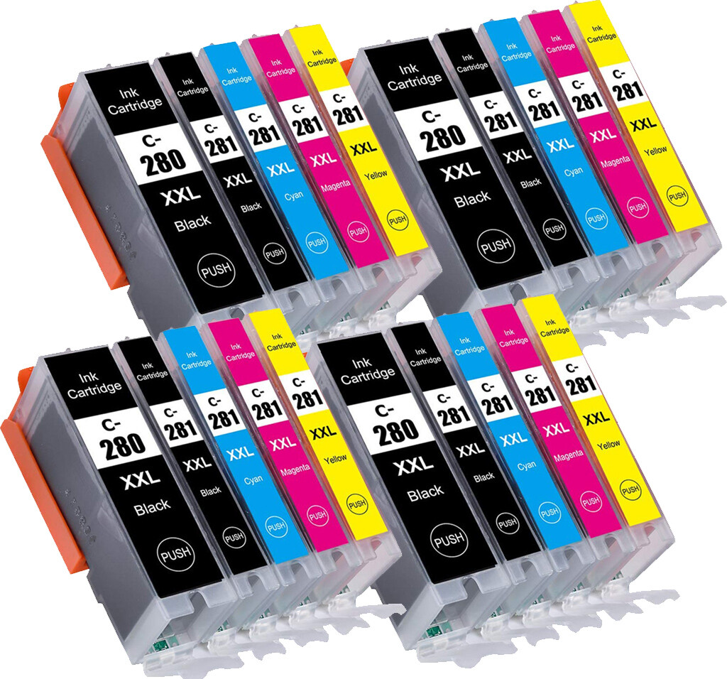 20 Pack XXL Ink Cartridges for PGI 280 CLI 281 Canon TR8520 TR8620 TS9520 TS702