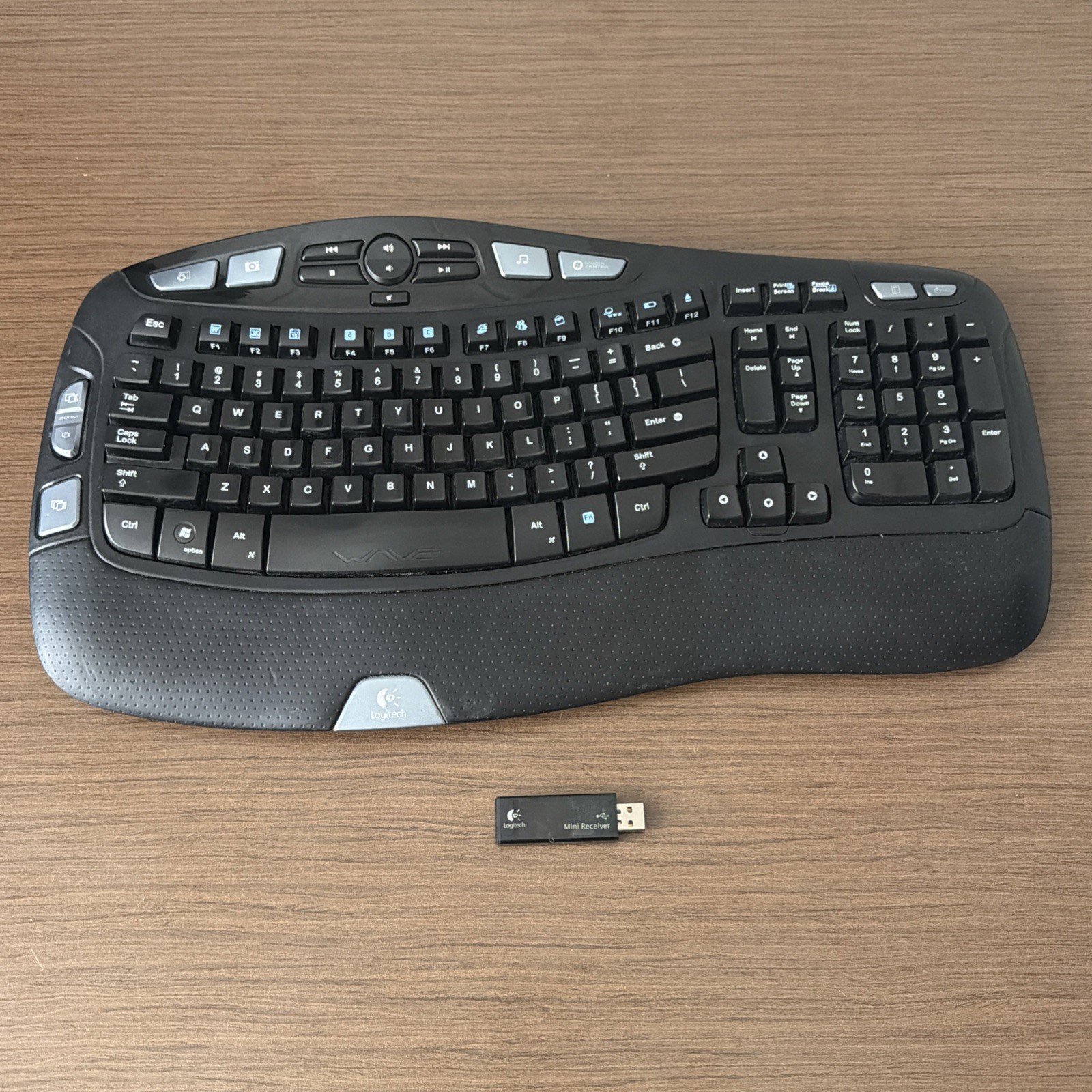 Logitech K350 Comfort Wave Wireless Keyboard w/Dongle *TESTED*