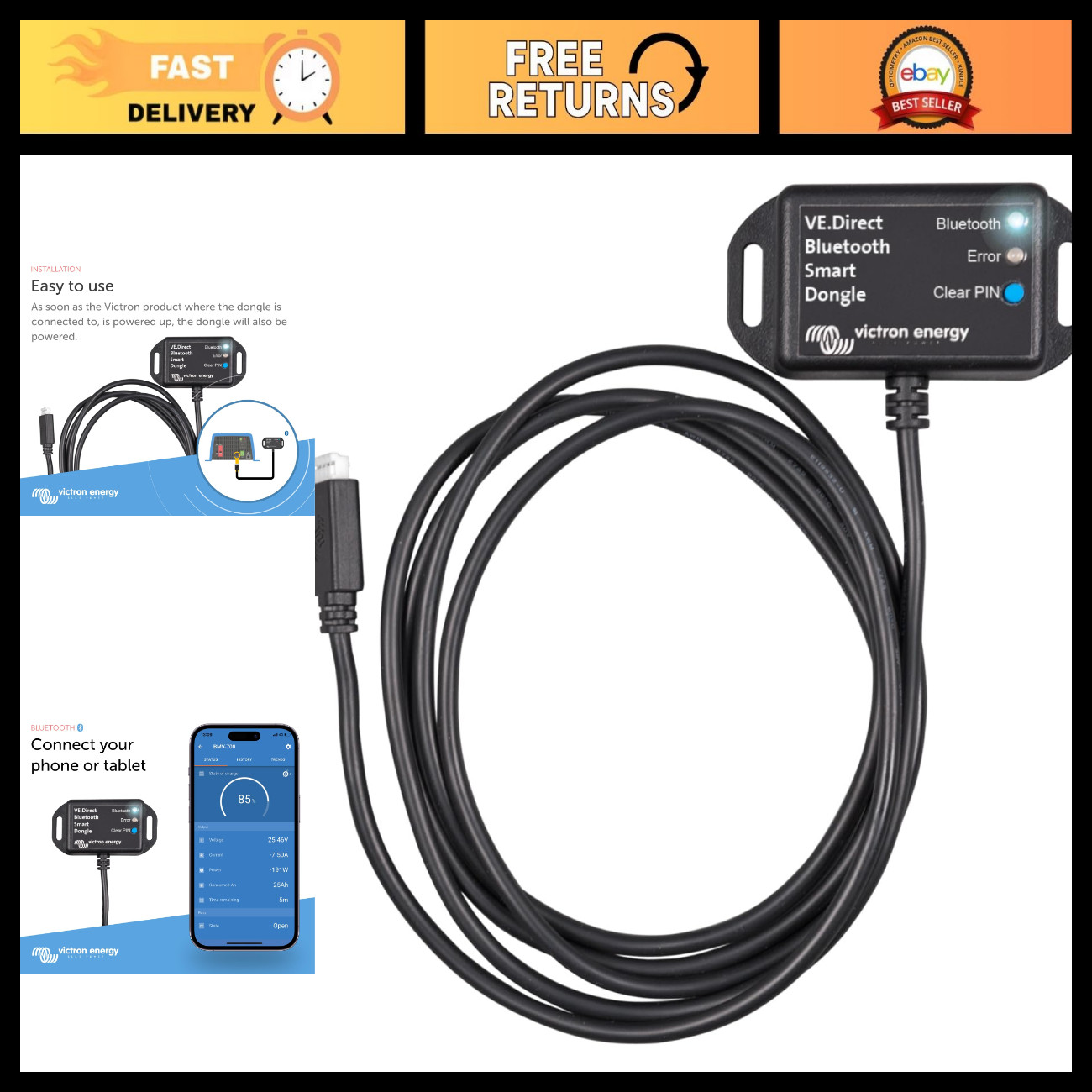 Bluetooth Smart Dongle for VE.Direct - Wireless Monitoring & Data Transfer
