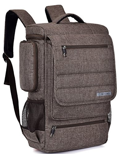 18.4 Inch Laptop Backpack,BRINCH Water Resistant Large Travel Backpack - Brown