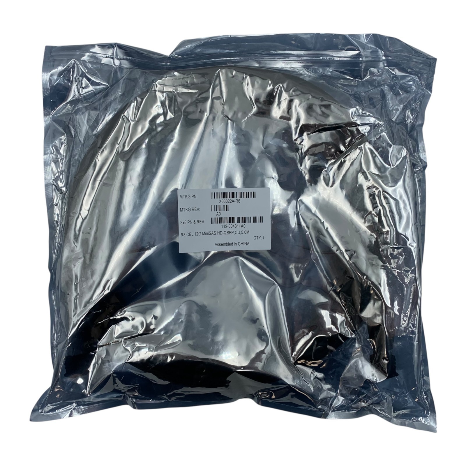 NetApp 112-00431 X66022A-R6 5.0M MiniSAS HD - QSFP Cable (BIN-1.6.5) Molex