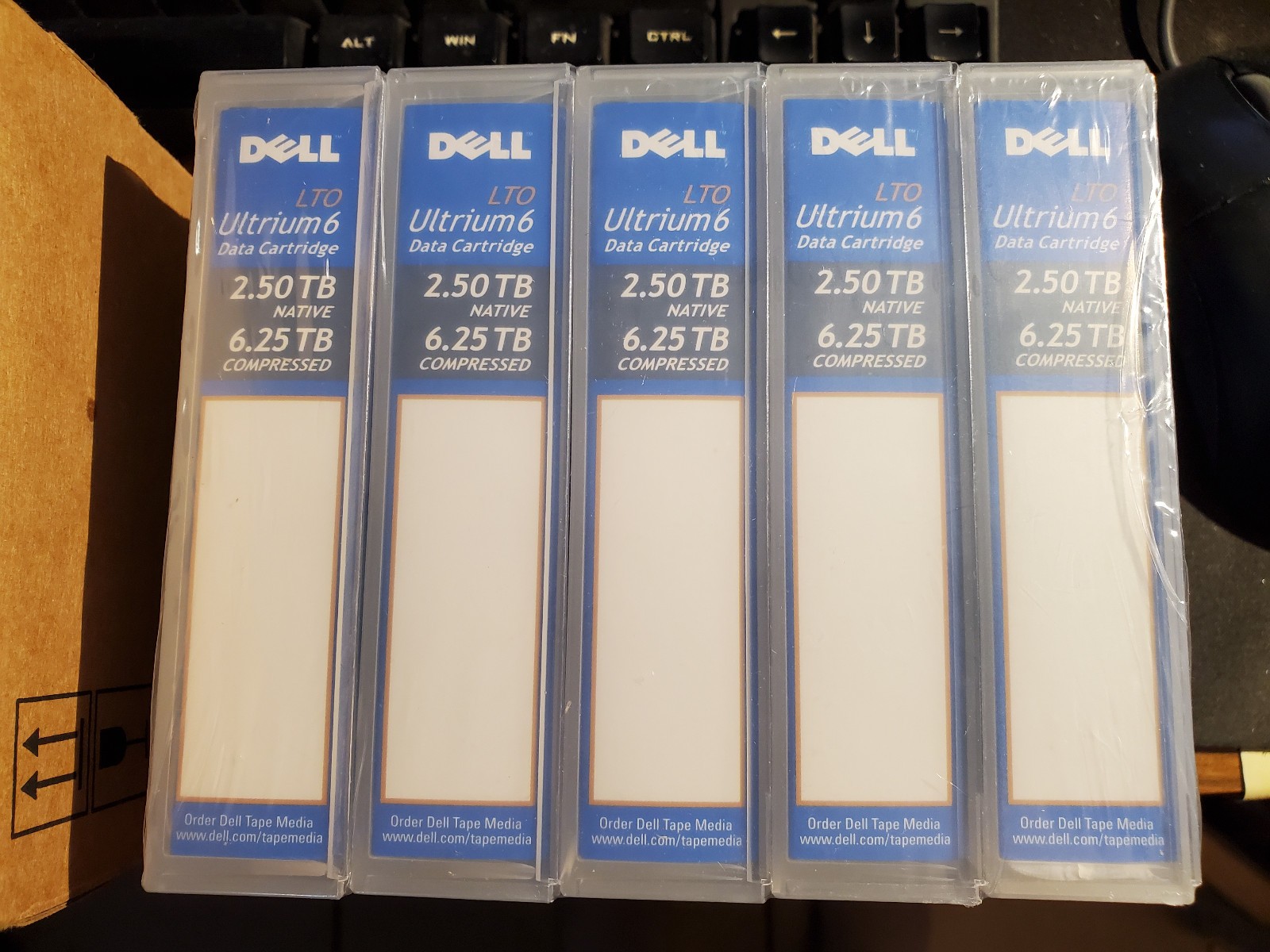 Dell LTO Ultrium 6 Data Cartridge 5 pack w/2.50TB uncompressed 6.25TB compressed