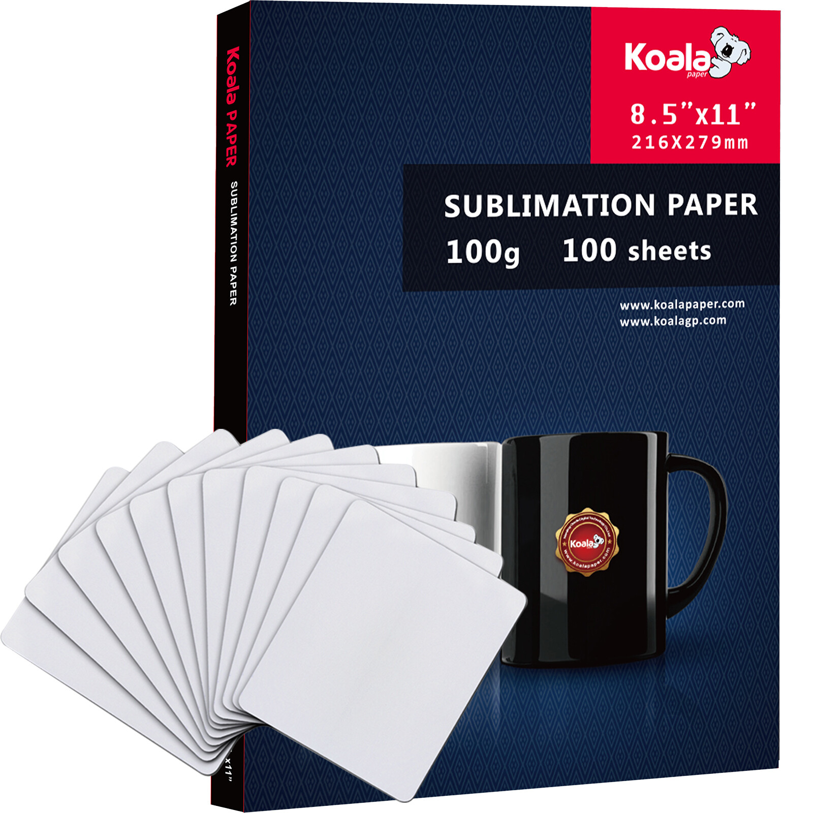Bundle Koala Sublimation Paper 8.5x11 100 Sheets + 11Pcs Sublimation Blank Pads