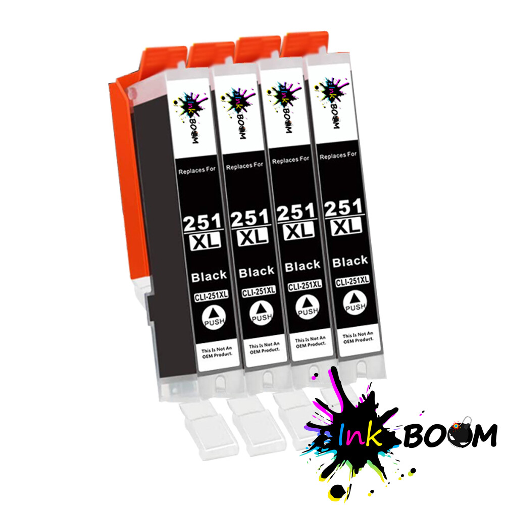 4 Black Ink Cartridge for CLI-251 PIXMA IX6820 MG5420 MG5522 MG6420 MX722
