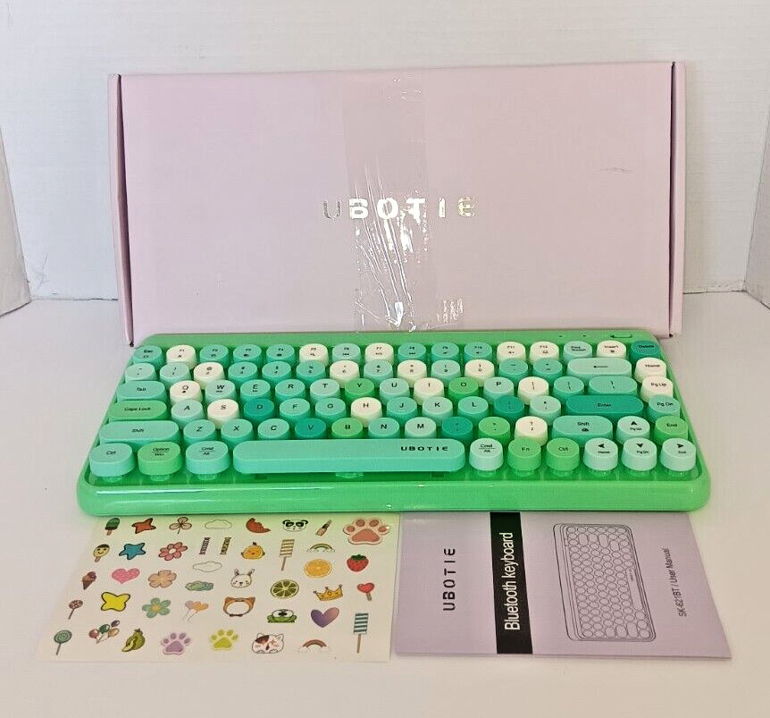 Ubotie Bluetooth Keyboard Green SK-621BT Keyboard 84 Rounded Keys Tested Works