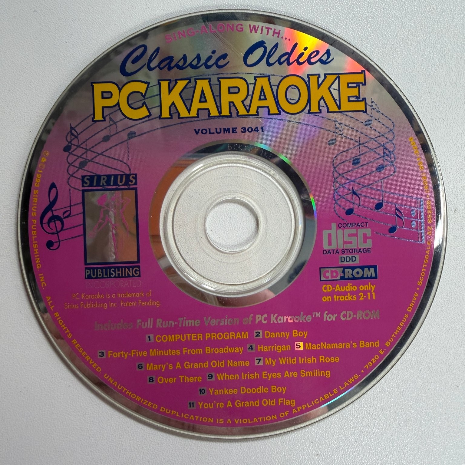 Sirius Classic Oldies PC Karaoke Cd-rom Volume 3041 1993