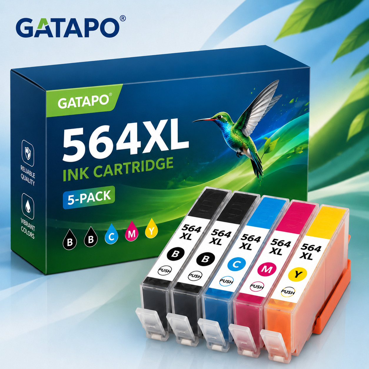 564XL-5PK Ink Printer Cartridge Color/Black PhotoSmart 5514 7520 7525 5520 6520