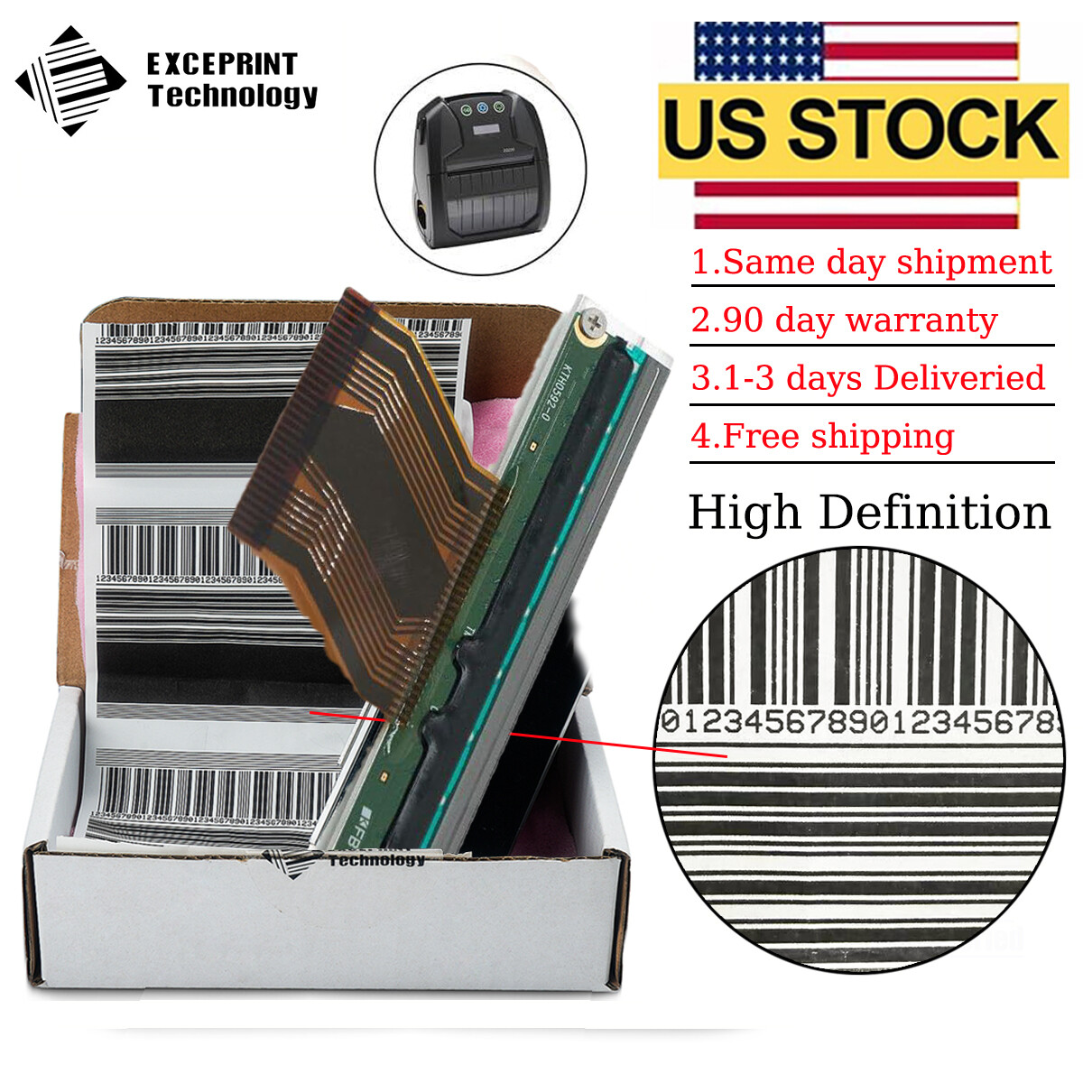 ✅ Printhead w/ Flex Cable for Zebra ZQ220 203dpi Printer PN:P1063035 USA STOCK ✅