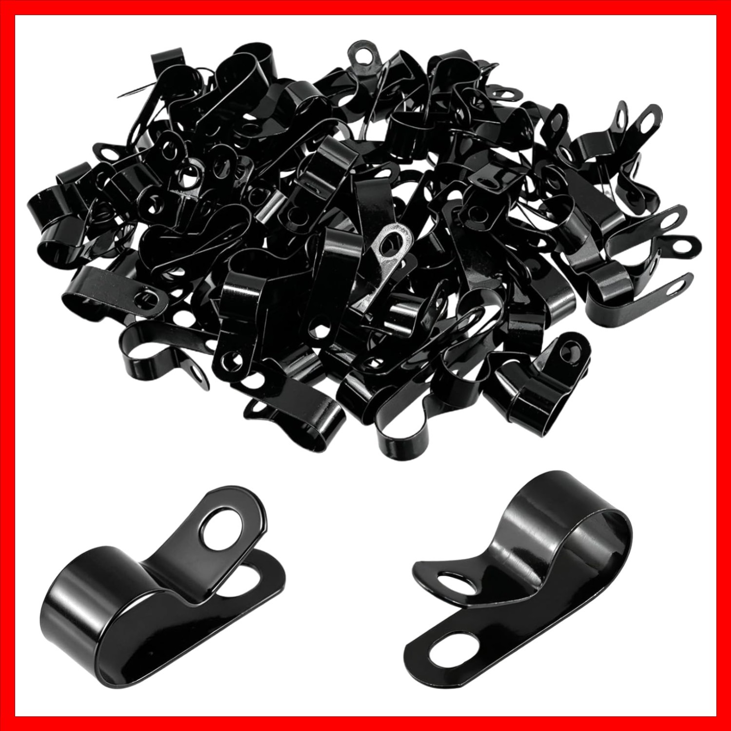 100Pcs 0.47 Inch R-Type Fence Wire Clamps with Screws,Black