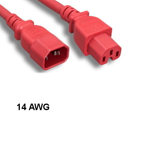 10PCS Red 10' Power Cable IEC60320 C14 to C15 14AWG 15A/250V SJT PDU UPS System