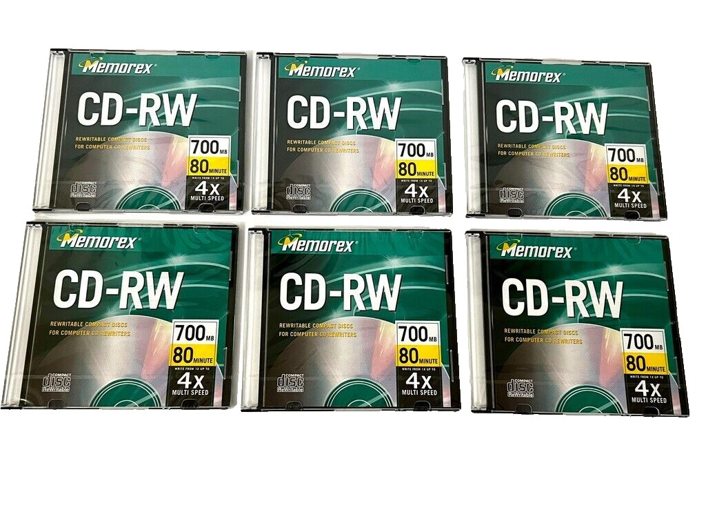New Memorex CD-RW Rewritable 700MB 80-Min 4x Disc, Standard Jewel Case