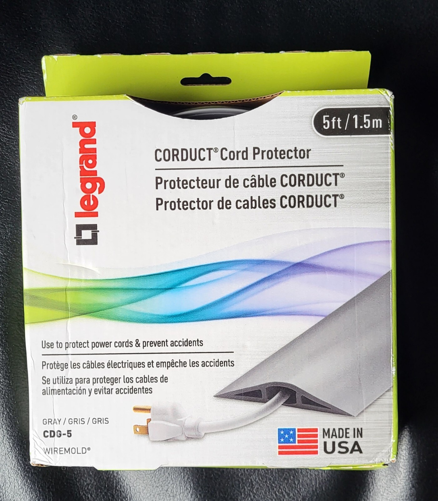 LEGRAND/WIREMOLD Corduct 5 Ft. 1-channel Over-floor Cord Protector - Gray