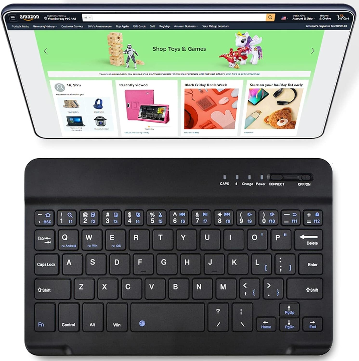 DETUOSI Universal 7"-8" Wireless Keyboard, Multi-Device Travel Portable Ultrathi