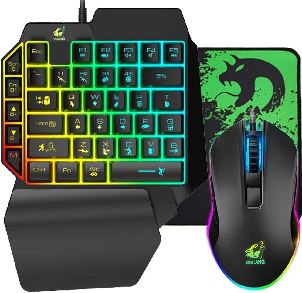 Teclado y Raton combo para PS4 Xbox One PC Computadora Gamer Teclado de una Mano