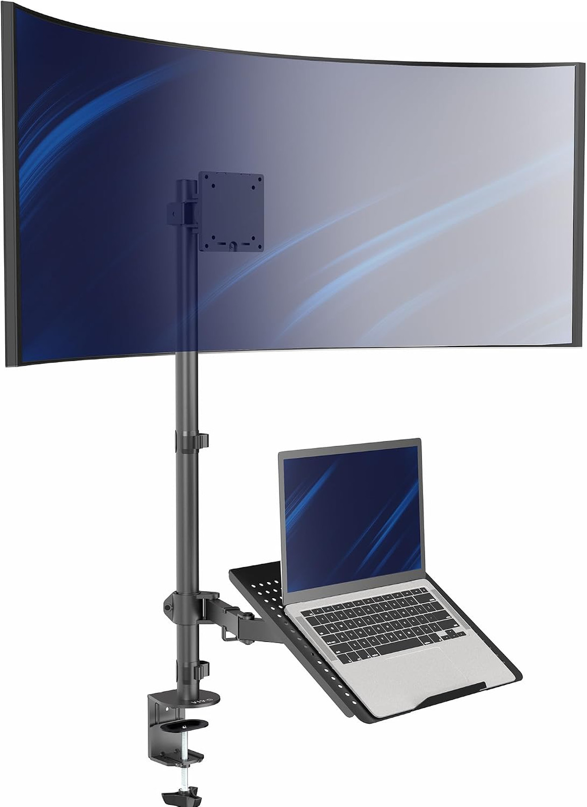 Extra Tall Desk Mount for up to 49 Inch Ultrawide Screens with Tray for 17 Inch