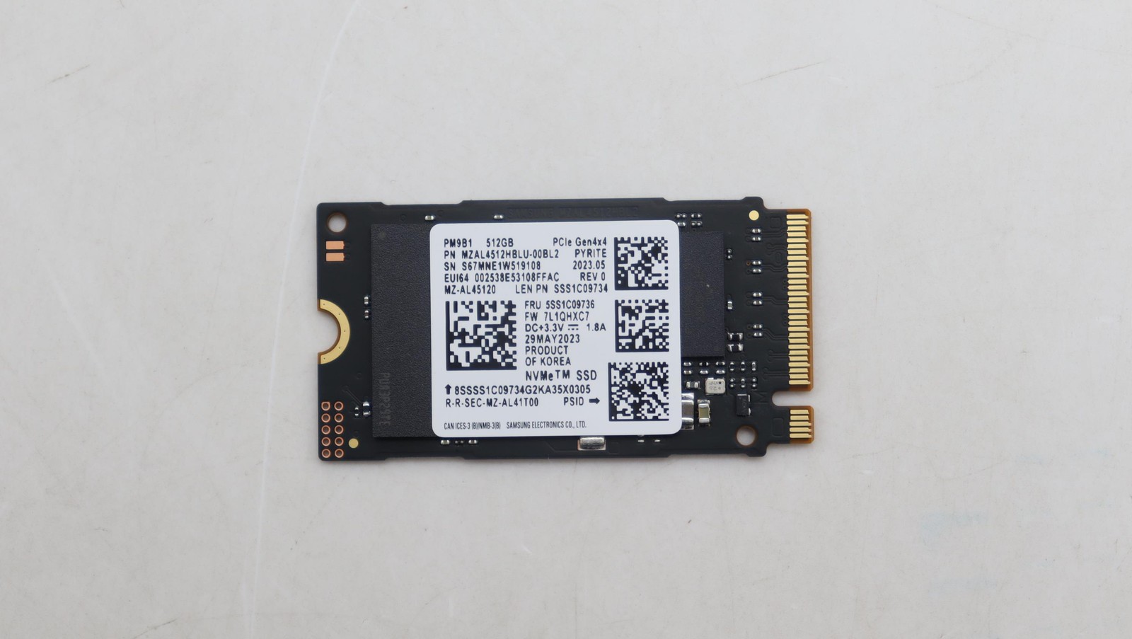 5SS1C09736 SSD SAM M.2 512GB 2242 PCIe G4V x4