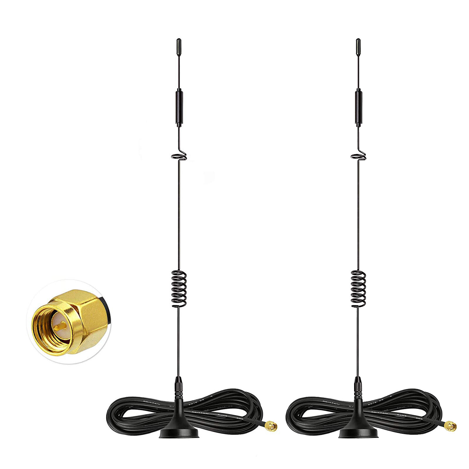 2-Pack 4G LTE SMA Male Magnetic Base Antenna & 10ft Cable for Cradlepoint IBR600