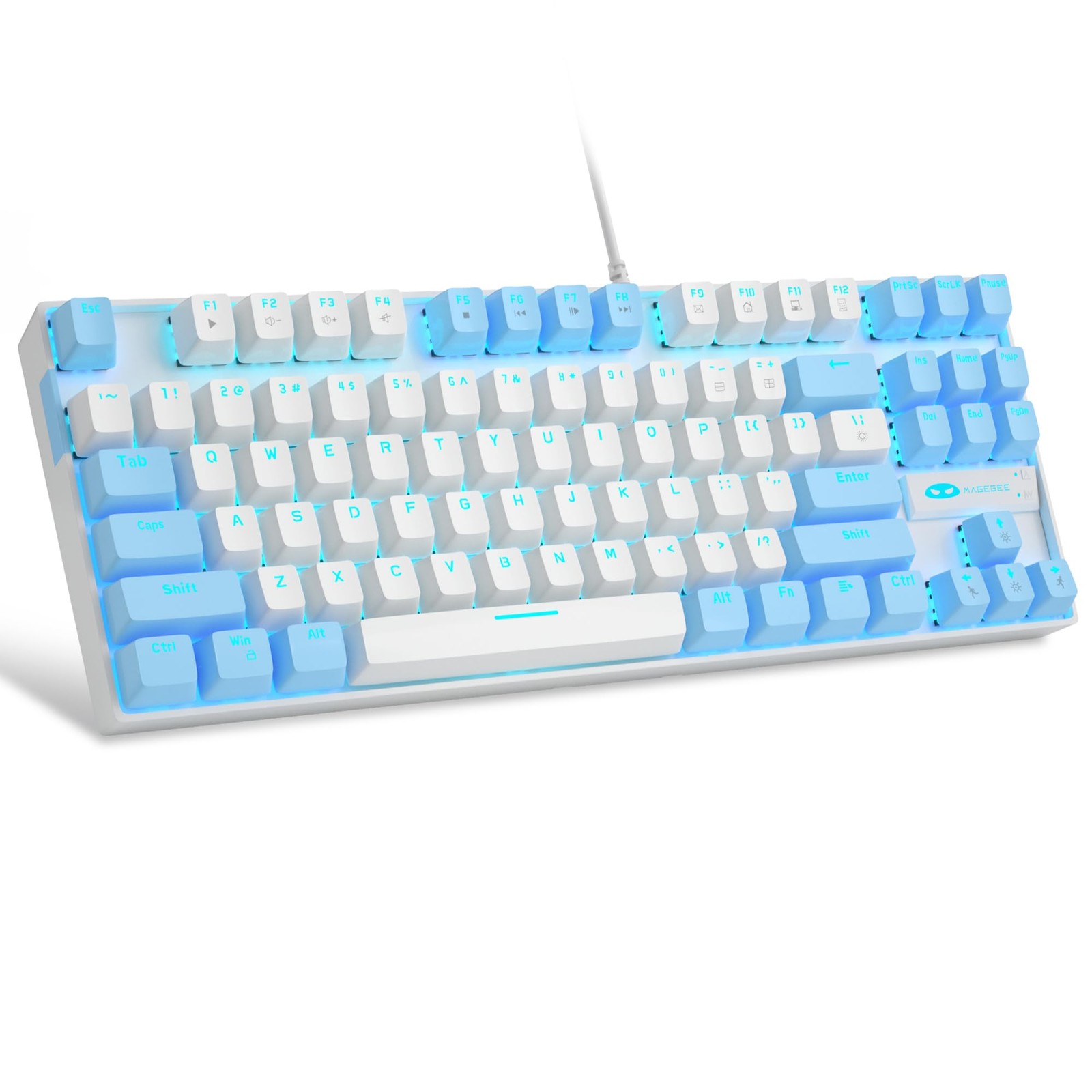 MageGee 75% Mechanical Keyboard Red Switch 87 Keys White/Blue Japan Import