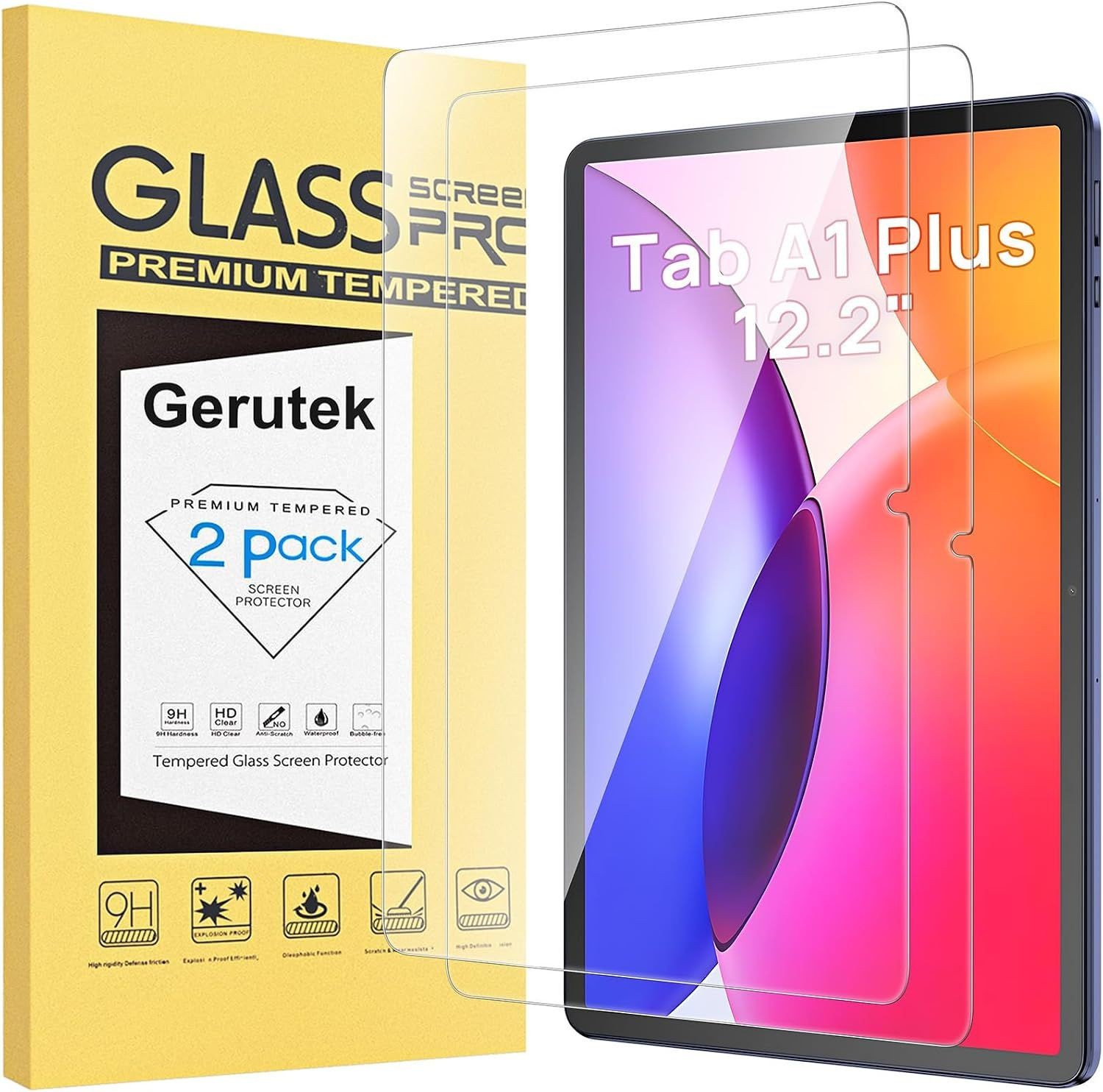 2 Pack Screen Protector for TCL Tab A1Plus 12.2 inch, 9H Hardness, Anti Scratch
